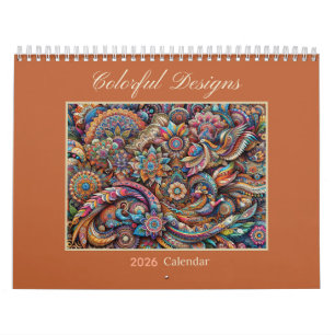 Calendário de Arte Abstrata Designs Coloridos 2026