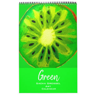 Calendário de arte aquarela cor verde Sacha Grosse