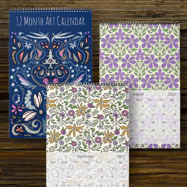 Calendário de Arte Botânica e Abstrata Desenhada à (Criador carregado)
