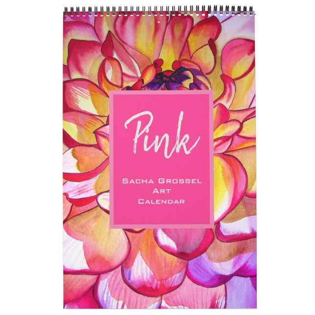 Calendário de arte cor-de-rosa com cor aquarela Sa (Capa)