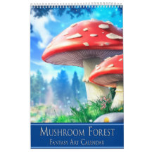 Calendário de Arte de Fantasia da Floresta Mushroo