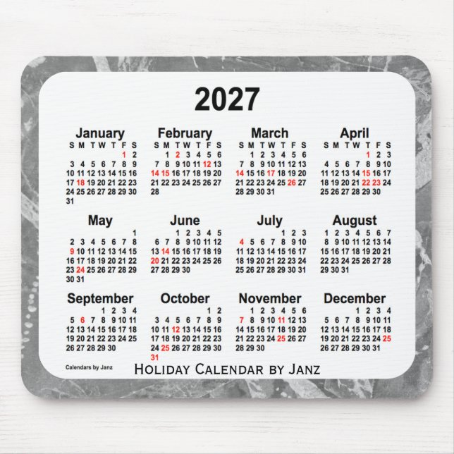 Calendário de arte de Natal de 2027 pelo mouse Pad (Frente)