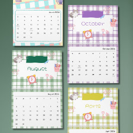 Calendário de Arte do Gatinho Kawaii Brilhante