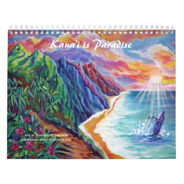 Calendário de Arte do Paraíso de Kauai no Havaí (Capa)