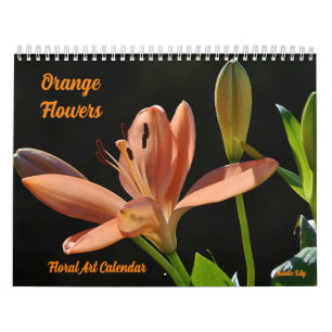 Calendário de Arte Floral de Flores Laranjas Bonit