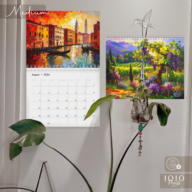 Calendário de Arte Impasto Vibrante 2026 (Vibrant Impasto Art Calendar 2026-Medium)
