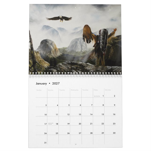Calendário de Arte Índio do Sudoeste e Nativo Amer (Jan 2027)