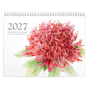 Calendário de arte mista de vida selvagem e flores