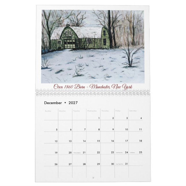Calendário de Barns Antigos da Aquarela (Dez 2027)