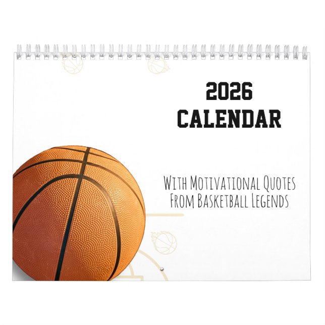 Calendário de Basquete de 2026 com Citações Motiva (Capa)