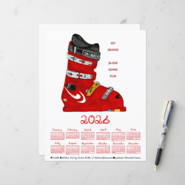 Calendário de Botas de Esqui 2026 (Frente/Verso In Situ)