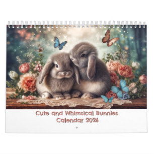 Calendário de Bunnies Cutes e Whimsical