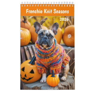 Calendário de Cachorro Aconchegante Frenchie Knit