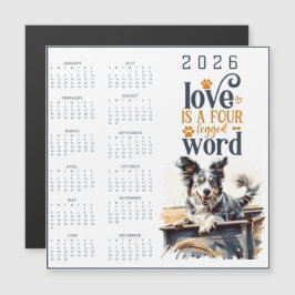 Calendário de Cachorro LOVE É Uma Palavra de Quatr