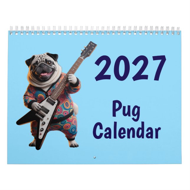 Calendário de Cachorro Pug 2027 (Capa)