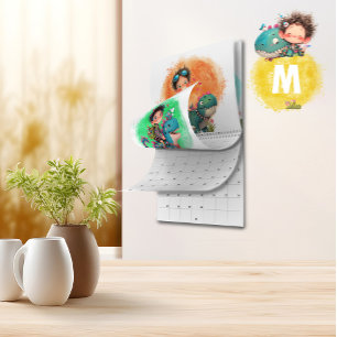Calendário de Cartoons Quirky Boy & Dinosaur