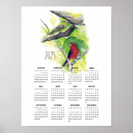 Calendário de Casal de Poster do Scarlet Tanager