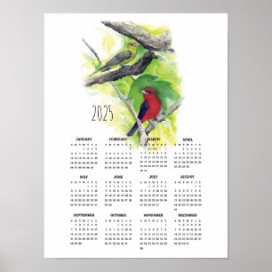 Calendário de Casal de Poster do Scarlet Tanager