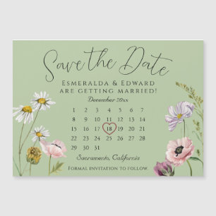 Calendário de Casamento de Flor Selvagem Salva A D