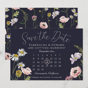 Calendário de Casamento de Flor Selvagem Verde Sal
