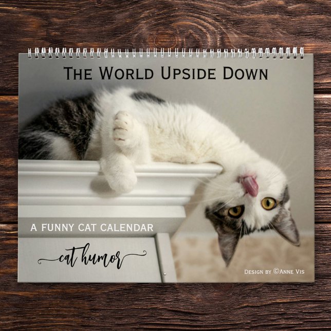 Calendário de Cat Engraçado Personalizado (Calendar for cat lovers featuring cute images of cats with custom funny text(s) for each month)