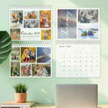Calendário de Colagem Personalizada de Fotos da Fa