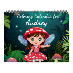 Calendário de Colorir Adulto Fada de Cogumelo