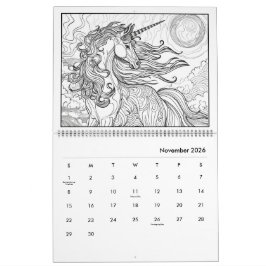 Calendário de Colorir Cavalos de Fantasia
