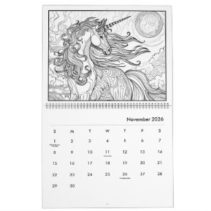 Calendário de Colorir Cavalos de Fantasia