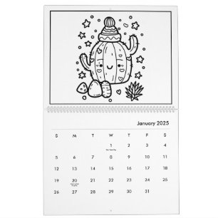 Calendário de Colorir Crianças Fofas