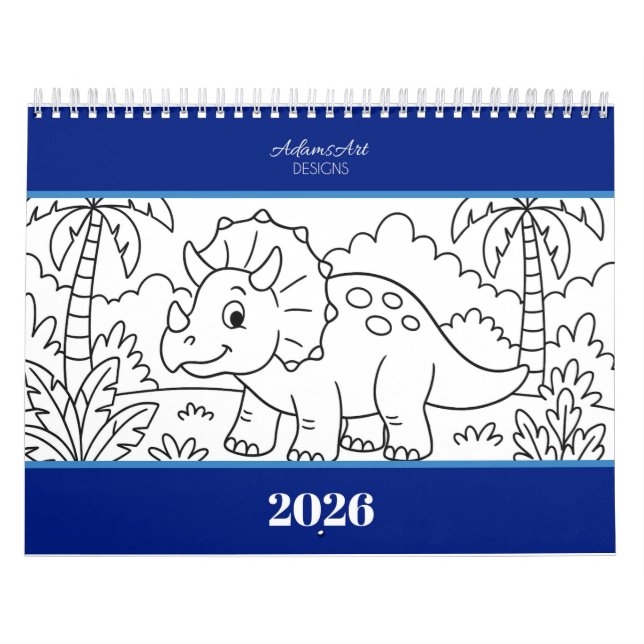 Calendário de Colorir Dinossauros para Crianças (Capa)