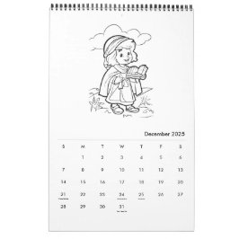 Calendário de Colorir Religioso para Crianças Fofa