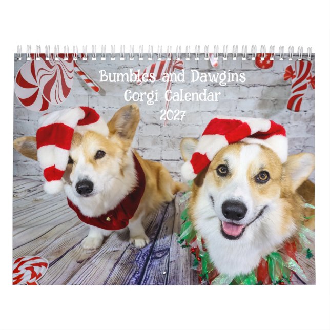 Calendário de Corgi Bumbles e Dawgins 2027 (Capa)