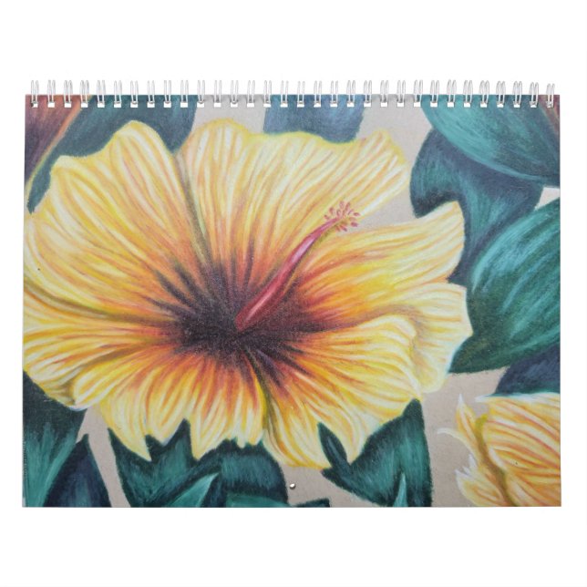 Calendário de desenho de flores tropicais original (Capa)
