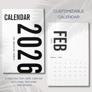 Calendário de Design Luxuoso Simples
