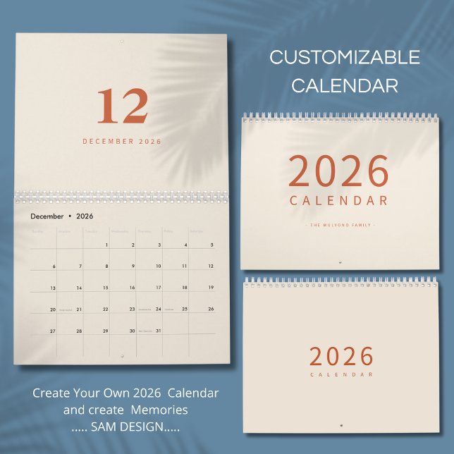 Calendário de Design Minimalista com Tons Neutros  (Criador carregado)