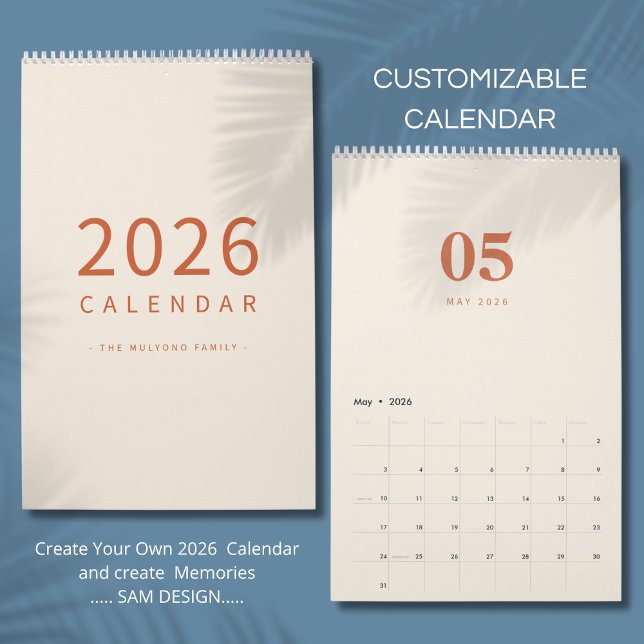 Calendário de Design Minimalista com Tons Neutros  (Criador carregado)
