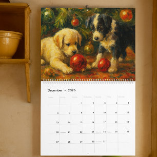 Calendário de Dois Cachorrinhos Fofos