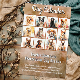 Calendário de Doze Raças de Cães Adoráveis em Aqua