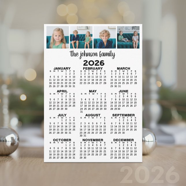 Calendário de Exibição de Ano de Cheio 2023 com 4  (2026 Calendar Card)