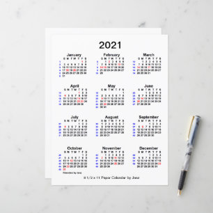 Calendário de férias de 2021, de 52 semanas, em ja