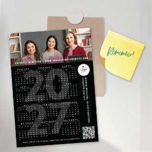Calendário de Férias de 2027 Preto Cartão de Foto