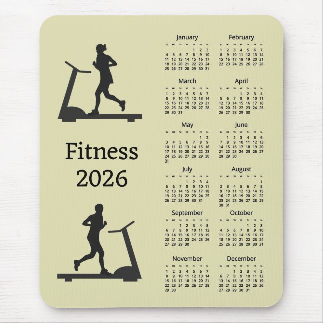 Calendário de Fitness 2026 Mousepad (Frente)