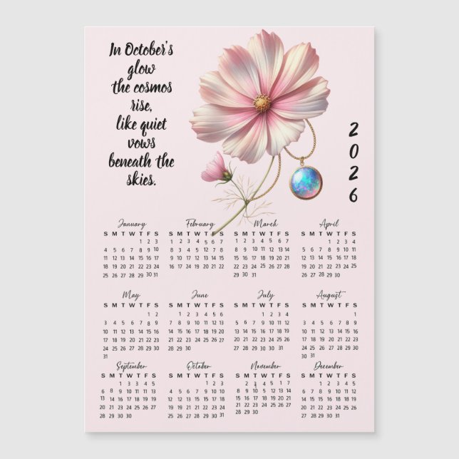 Calendário de Flor de Nascimento de Outubro e Pedr (Frente)