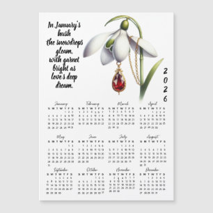 Calendário de Flor e Pedra de Nascimento de Janeir