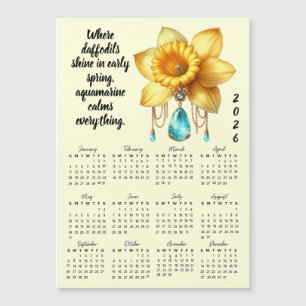 Calendário de Flor e Pedra de Nascimento de Março