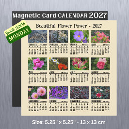 Calendário de Flores 2027 - Cartão magnético de se
