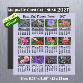 Calendário de Flores 2027 - Cartão magnético de se