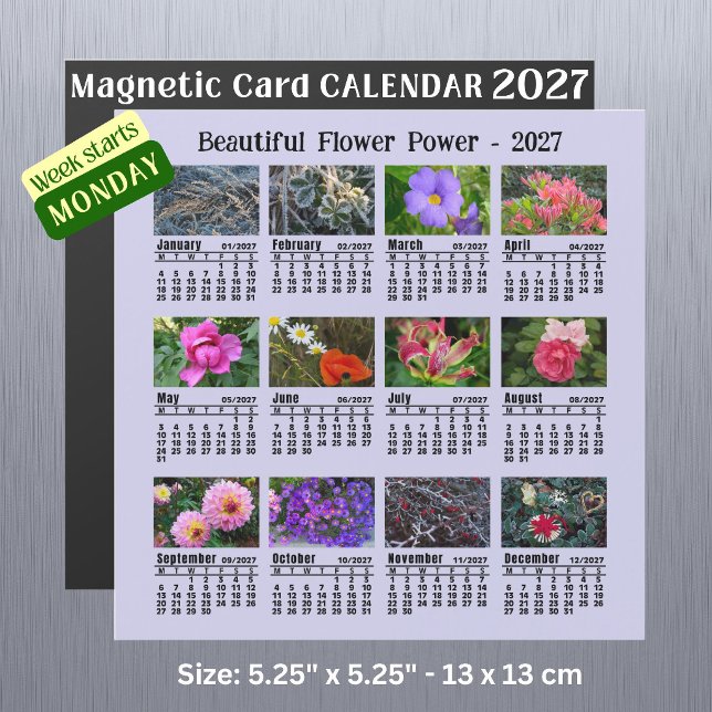 Calendário de Flores 2027 - Cartão magnético de se (Criador carregado)