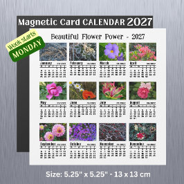 Calendário de Flores 2027 - Cartão magnético de se